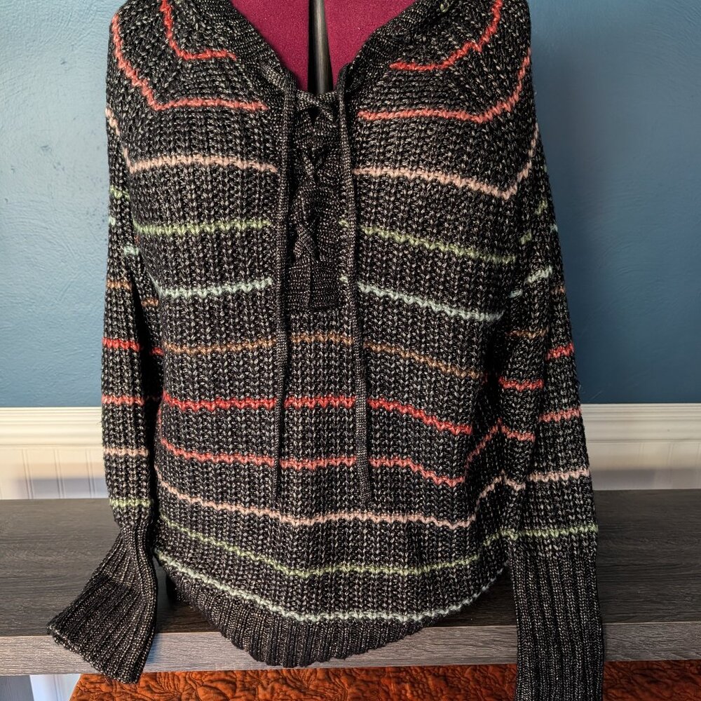 Torrid Black Sweater with Colorful Stripes